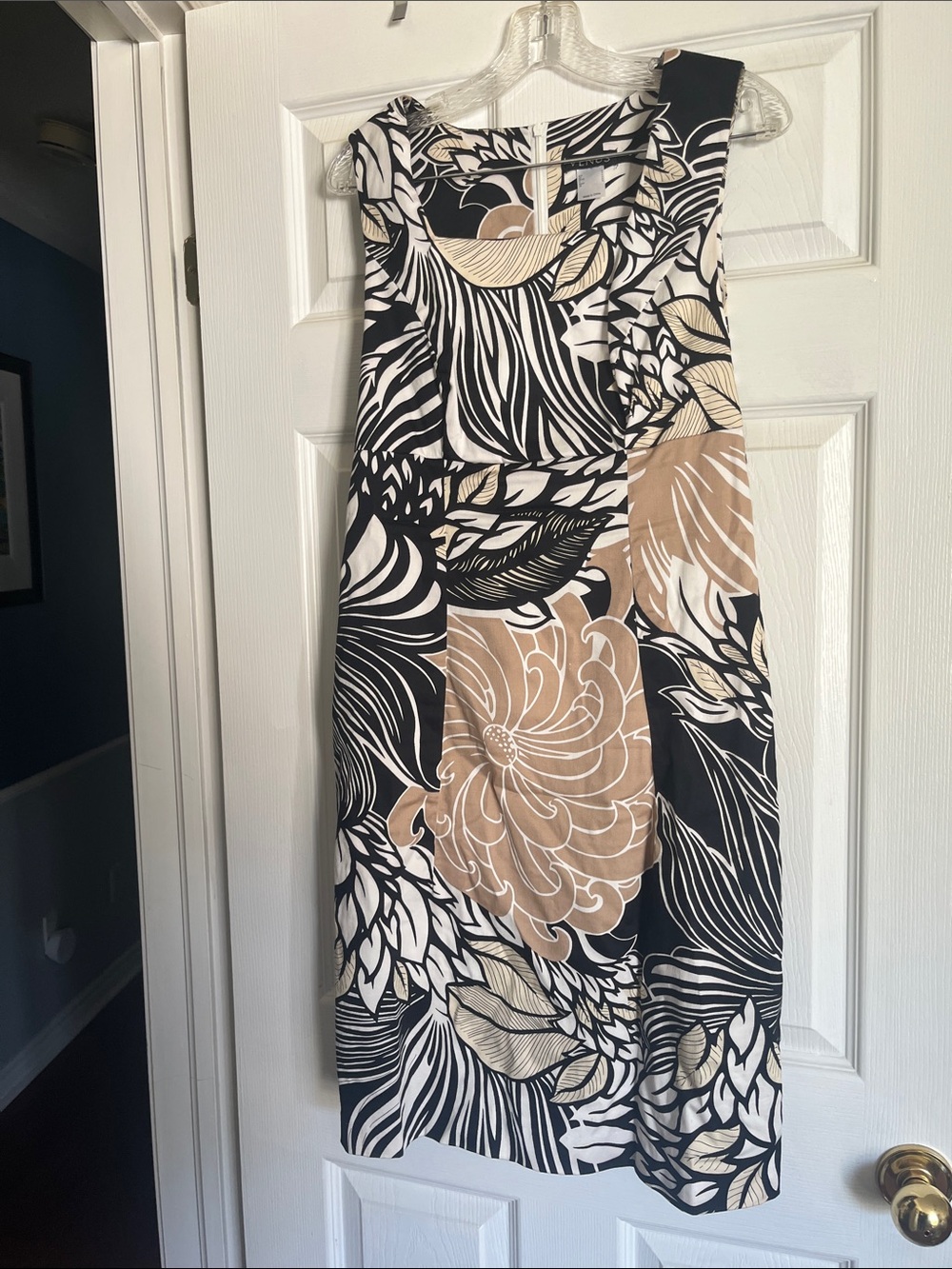 VENUS Black, White & Tan Floral Maxi Dress